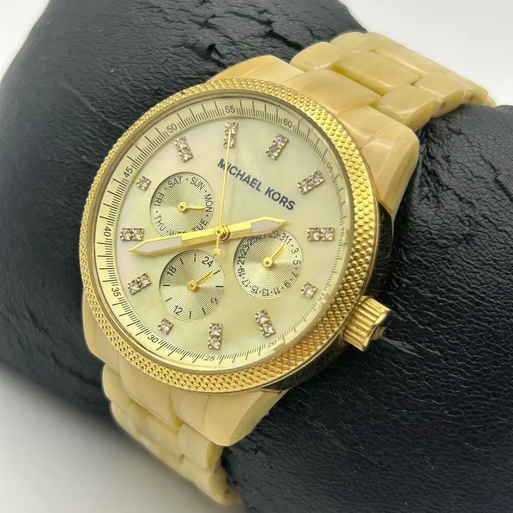 Michael Kors Women MK5039 Chronograph Watch Working New Battery